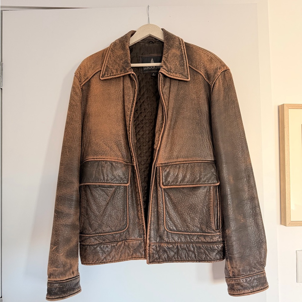 London Fog Distressed Brown Leather Jacket